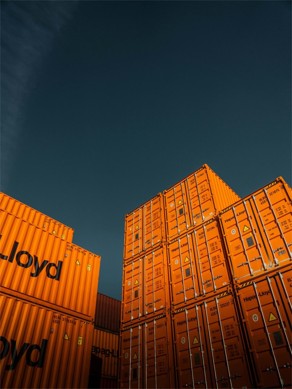 Stacked shipping containers