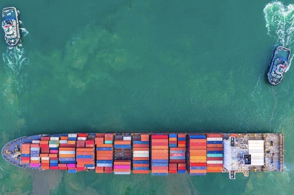 Container ship at port